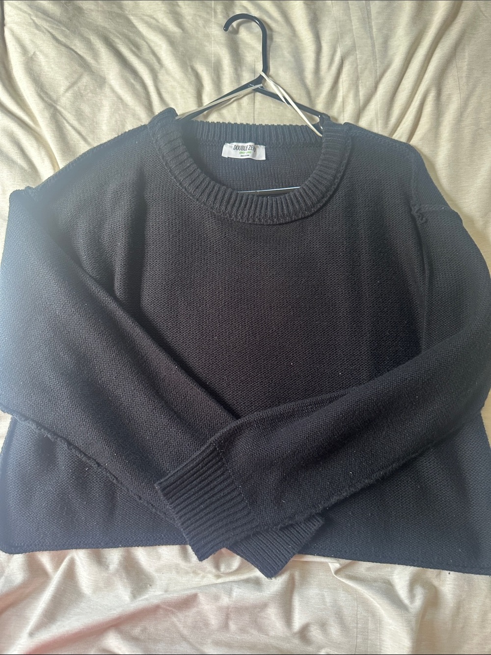 Classic Black Crewneck Sweater - Cropped